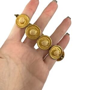 Vintage Gold Tone Bracelet With Painted Beads 7 inches elegant